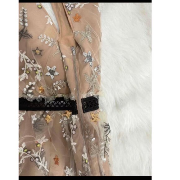 NWT Self-Portrait Star Embellished Mini Tiered Dress - Picture 4 of 7